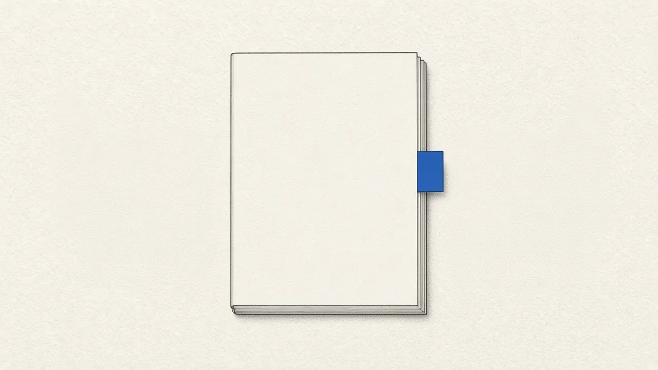 A stack of blank sheets with a single blue tab on the right edge.